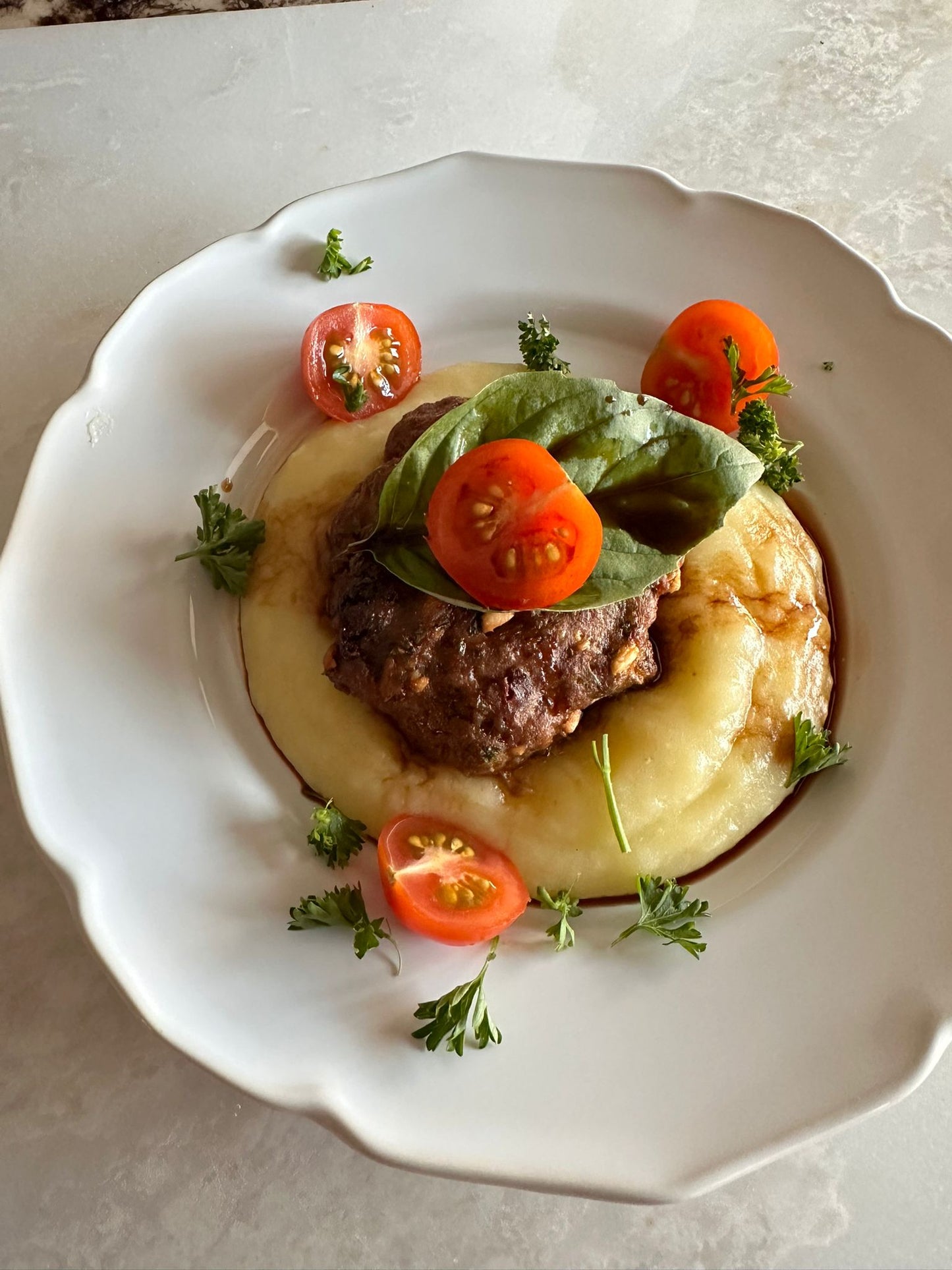 Air Fryer Lamb Burgers with Potato Purée